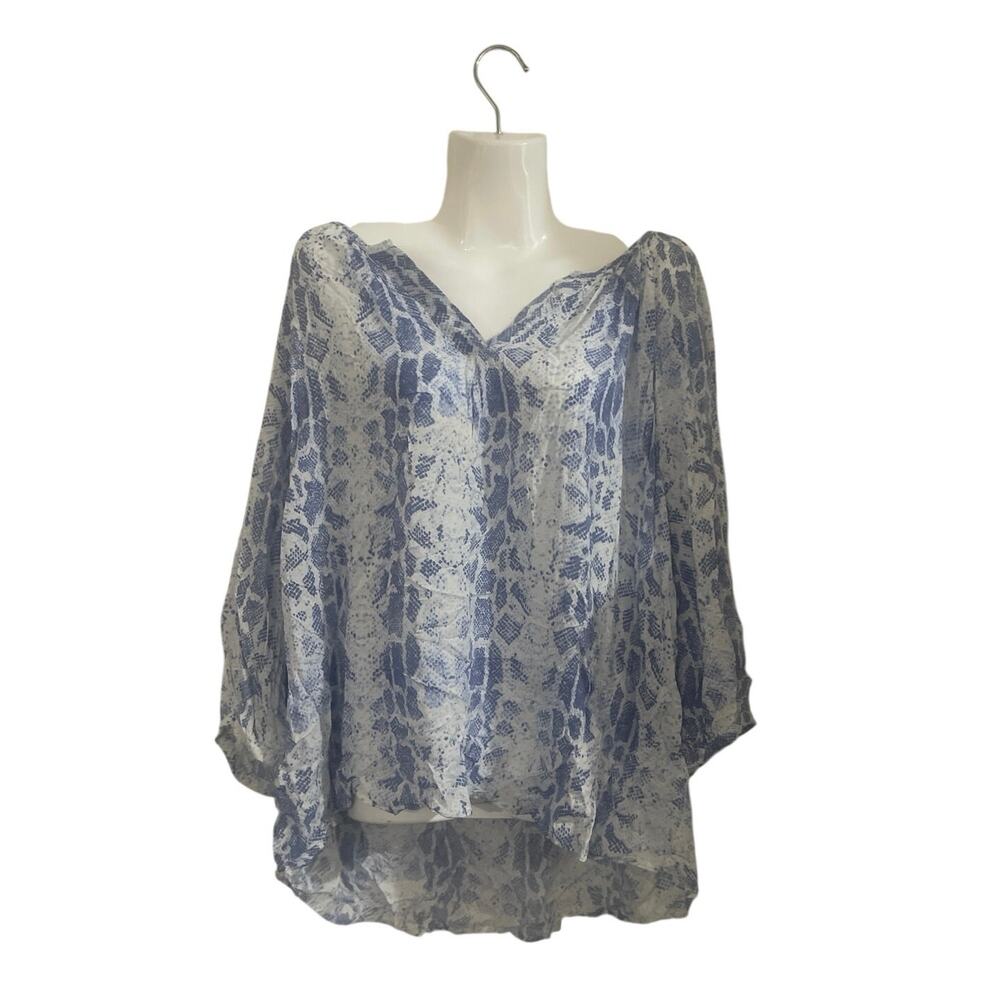 Adrienne Vittadini Snakeskin Animal Print Loose Blouse SZ 2X Flowy Boho Artsy